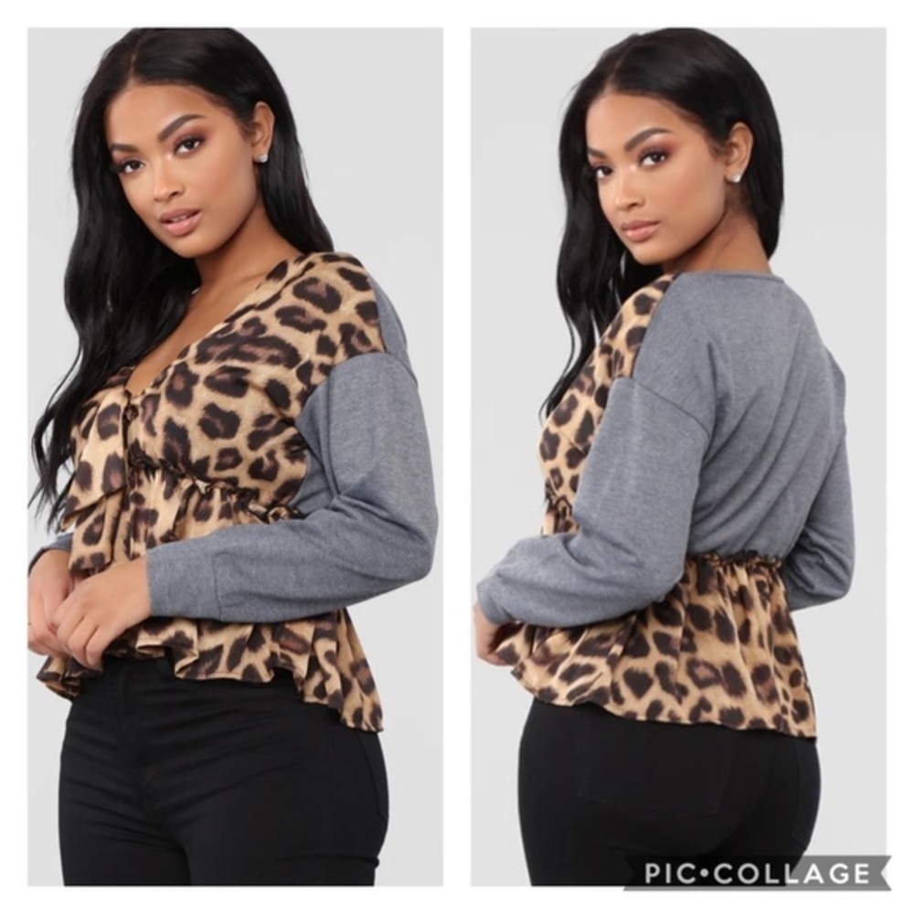 NWT FN Bratty Moment Leopard Knot Sweatshirt